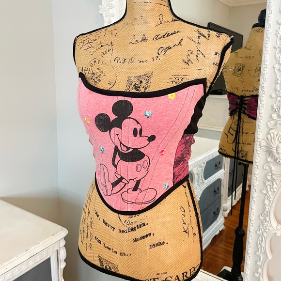 New York Couture One of a Kind Mickey Boned Corset Crop Top - Picture 5 of 7